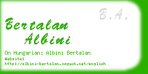 bertalan albini business card